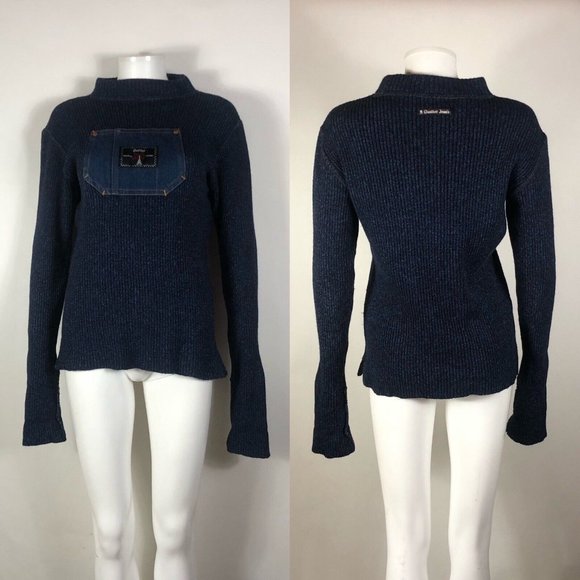 Rare Vtg Jean Paul Gaultier Jean's Navy Pocket Sweater M Rare Vtg Jean Paul Gaultier Jean's Navy Pocket Sweater M
